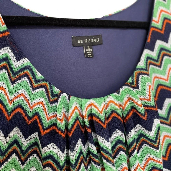 Jodi Kristopher Women's Chevron Multicolor Blouson Dress Size XL - Picture 3 of 7